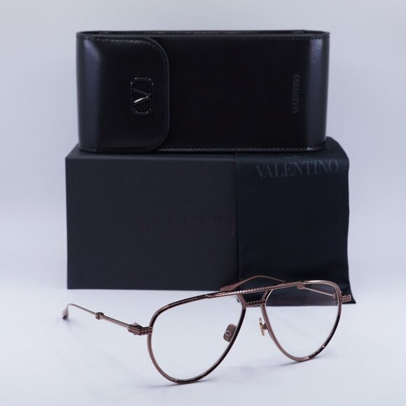 Valentino V-STUD-II VLX-133C Aviator Eyeglasses 59mm - Rose Gold - Picture 4 of 10